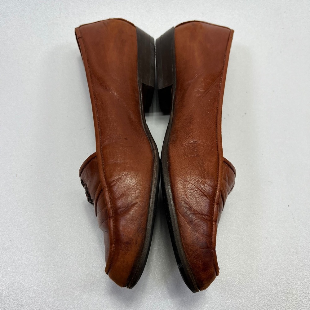 VINTAGE Bally Womens Brown Leather Crest Loafers Size 8M Italy Low Heel Flats - Picture 7 of 14